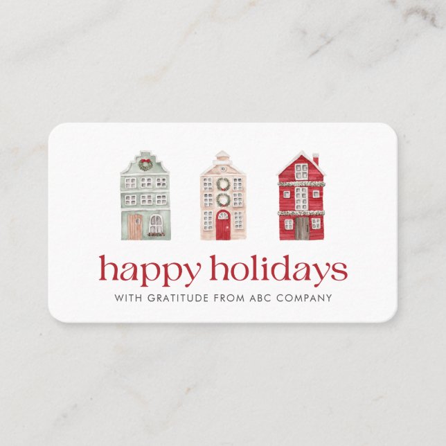 Carte De Visite Joyeuses fêtes Merci d'entreprise Rouge (Devant)