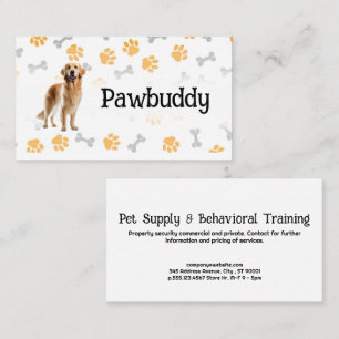 Carte De Visite Joyeux chien   Empreintes de pattes et os