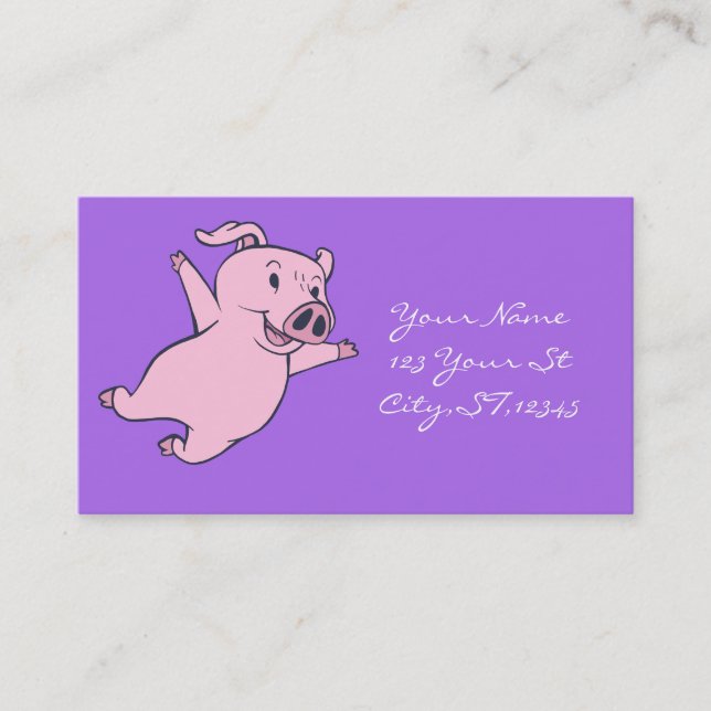 Carte De Visite Joyeux Cochon rose Sauter Thunder_Cove (Devant)