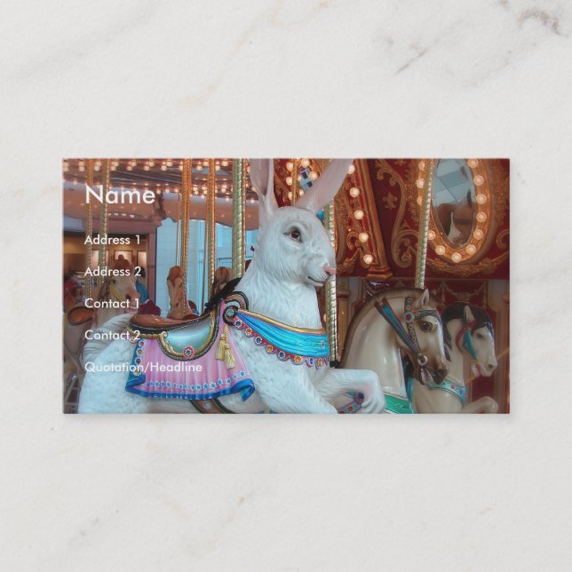 Carte de visite joyeux du lapin et des chevaux (Devant)