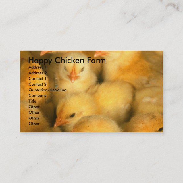 Carte De Visite Joyeux élevage de poulets (Devant)