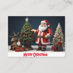Carte De Visite Joyeux mur de Noël design avec père Noël
