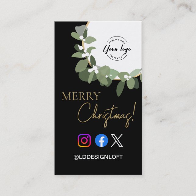 Carte De Visite Joyeux Noël avec logo Offre spéciale Vacances (Devant)