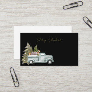 Carte De Visite Joyeux Noël Camion de ferme blanc Arbres de Noël