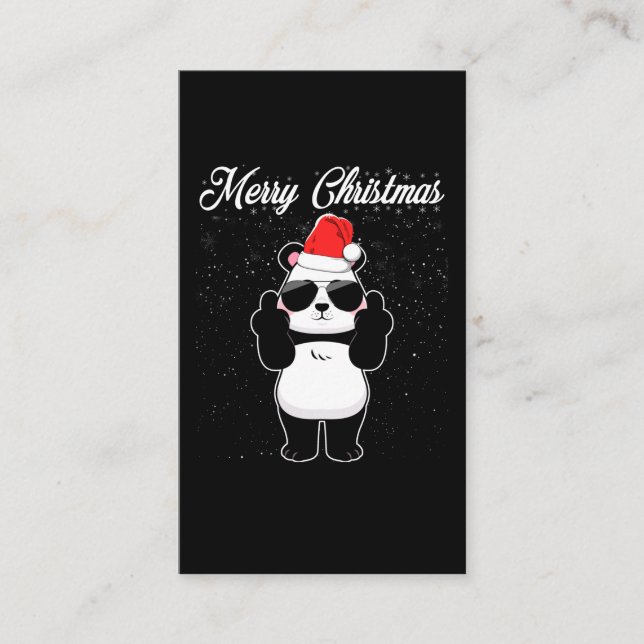Carte De Visite Joyeux Noël Panda Doigt Moyen Rude Xmas Vilain (Devant)