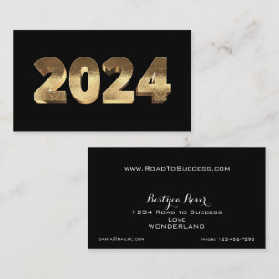 Carte De Visite Joyeux Nouvel An 2024 Golden Black White Gold