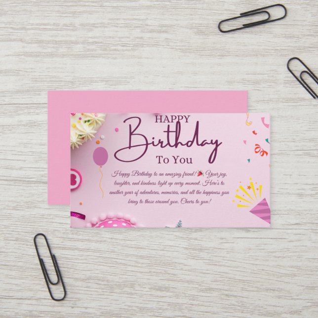 Carte De Visite Joyeux voeux d'anniversaire (Devant/Arrière en situation)