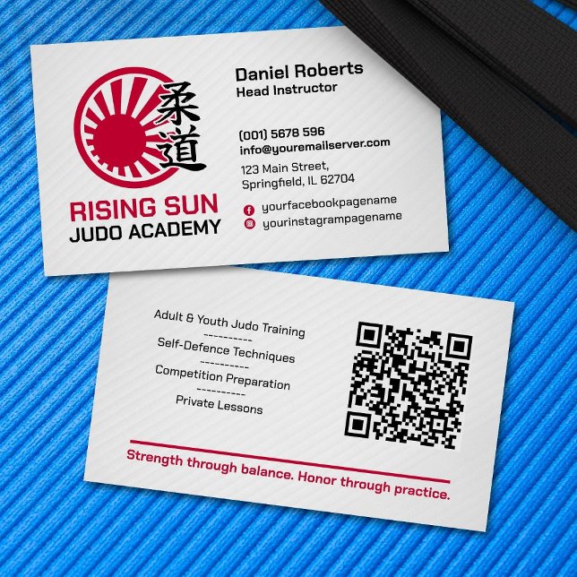 Carte De Visite Judo academy instructor - Kanji and rising sun (Créateur téléchargé)