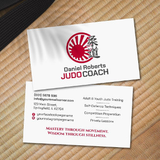 Carte De Visite Judo instructor - Kanji and Rising Sun