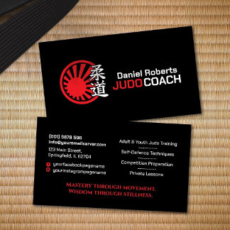 Carte De Visite Judo instructor - Kanji and Rising Sun