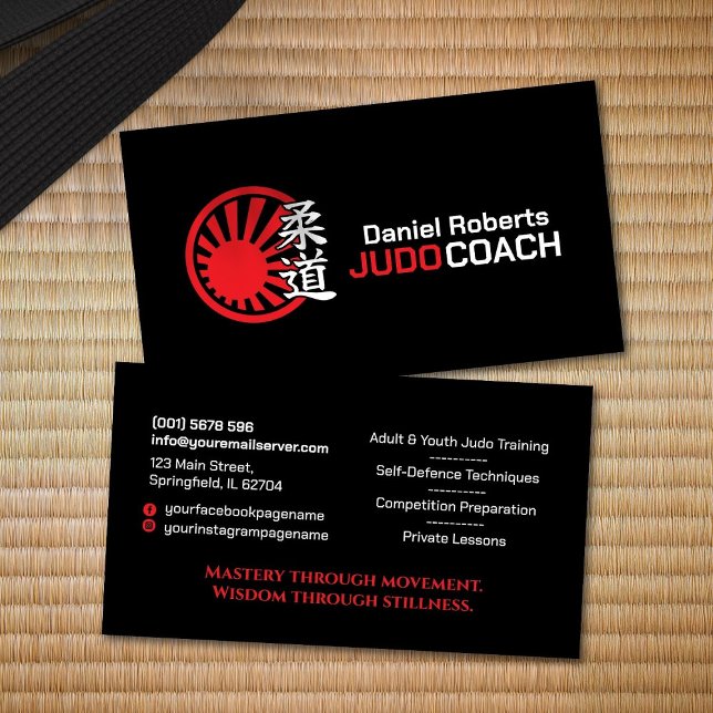 Carte De Visite Judo instructor - Kanji and Rising Sun (Créateur téléchargé)