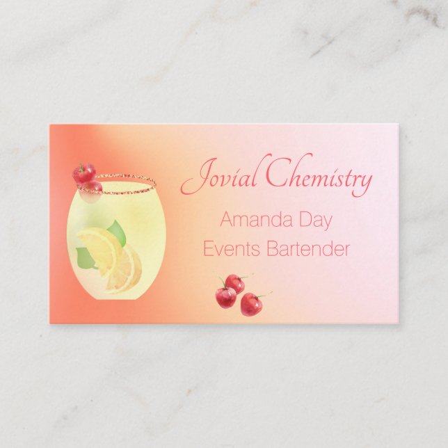 Carte De Visite Juice Cocktail with Fruit Bartender Business Card (Devant)