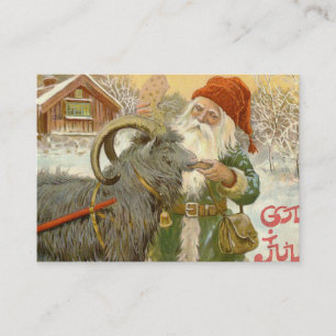Carte De Visite Jultomten nourrit Yule Chèvre un biscuit