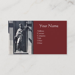 Carte De Visite JUSTICE BUREAU JURIDIQUE, ATTORNEY Red Ruby Monogr