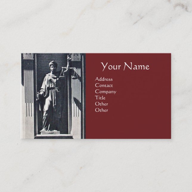 Carte De Visite JUSTICE BUREAU JURIDIQUE, ATTORNEY Red Ruby Monogr (Devant)