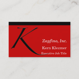 Carte De Visite K - Initiale sur le rouge