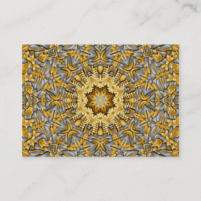 Carte De Visite Kaléidoscope de cru d'argent d'or de métal (Devant)