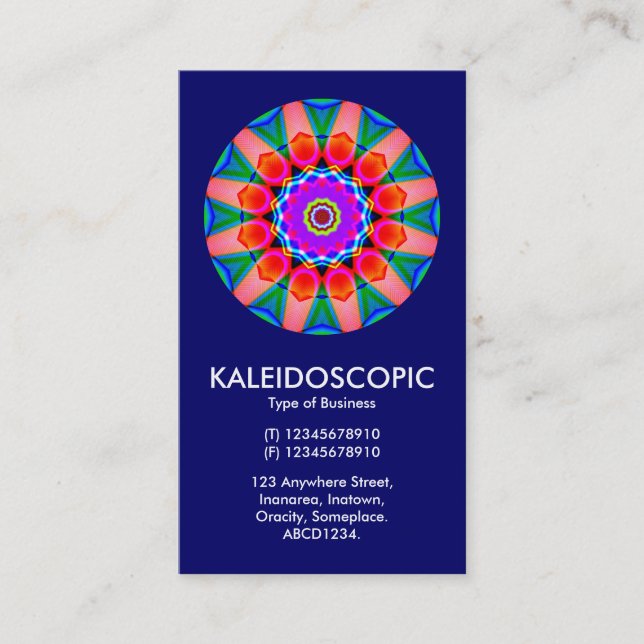Carte De Visite Kaliedoscopic Mandala 03 - Bleu foncé (000066) (Devant)
