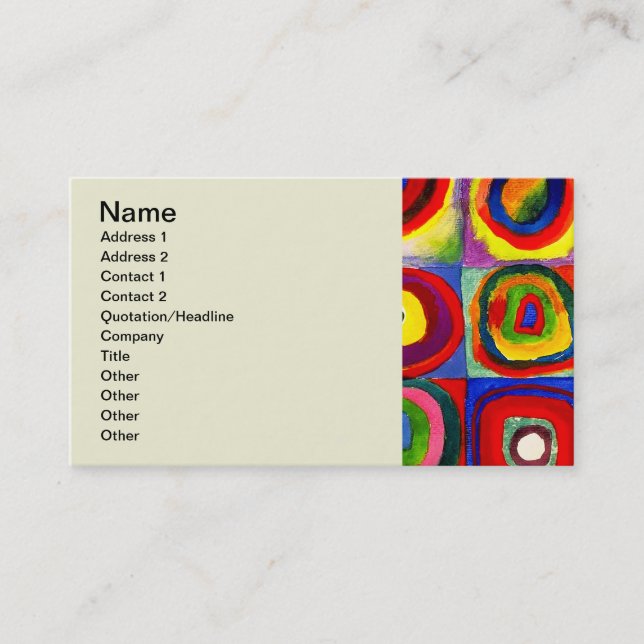 Carte De Visite Kandinsky Farbstudie Cercles Carré Quadrate Art (Devant)