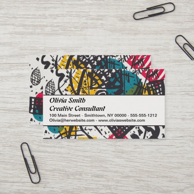 Carte De Visite Kandinsky Small Worlds V Classic Abstrait (Devant/Arrière en situation)
