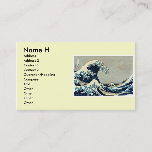 Carte De Visite Katsushika Hokusai dans La Grande Vague au large d (Devant)