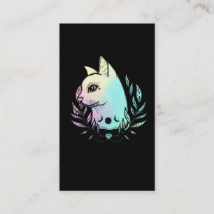 Carte De Visite Kawaii Cat Moon Wicca Pastel Goth Kitten Crescent