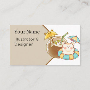 Carte De Visite Kawaii Hamster Coco - Vacances à la plage & baigna