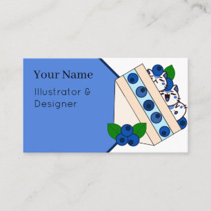 Carte De Visite Kawaii Sandwich aux Fruits au Bleuet Chat - San Ja