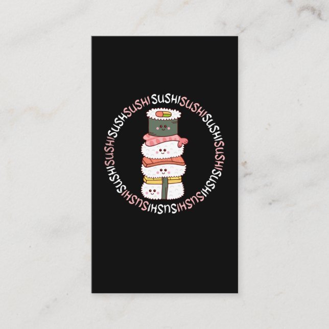 Carte De Visite Kawaii Sushi drôle Anime japonais nourriture (Devant)