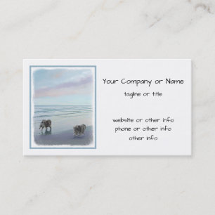 Carte De Visite Keeshonds at the Seashore Peinture Dog Art
