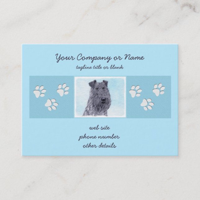 Carte De Visite Kerry Blue Terrier peinture mignonne Chien d'origi (Devant)