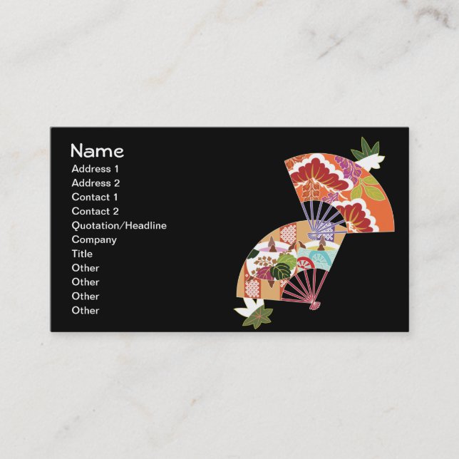 Carte De Visite Kimono japonais Floral Art Motif (Devant)