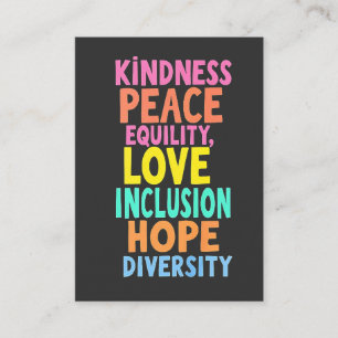 Carte De Visite Kindness Peace Equality Love Inclusion Hope Divers