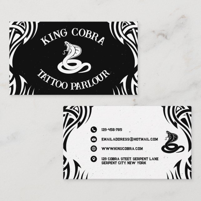 Carte De Visite King Cobra Tattoo Parlour (Devant / Derrière)