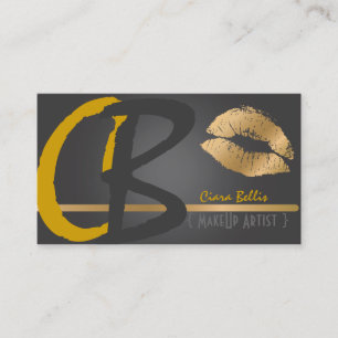 Carte De Visite Kiss Monogramme, lèvres en or
