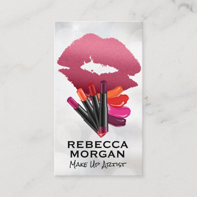 Carte De Visite Kiss Stain | Couleurs du bâton à lèvres (Devant)