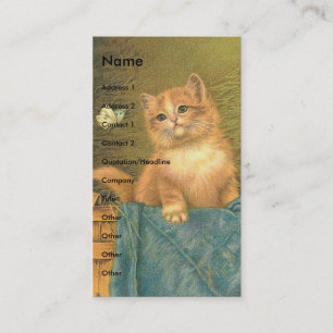 Carte De Visite Kitten vintage et papillon