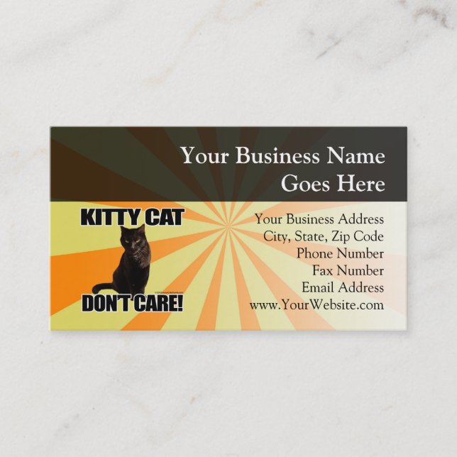 Carte De Visite Kitty Cat ne s'en soucie pas (Devant)