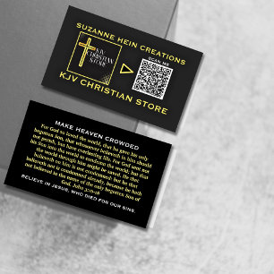 Carte De Visite KJV Christian Store QR code or noir