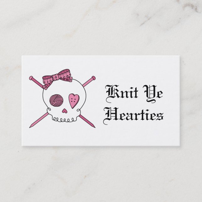 Carte De Visite Knit YE Hearties (rose) (Devant)
