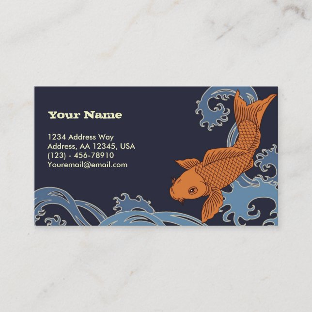 Carte De Visite Koi (arrière - plan de marine) (Devant)