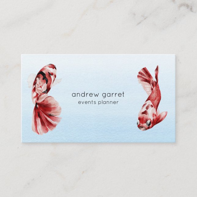 Carte De Visite Koi Goldfish Lotus Lilies Aquarelle japonaise (Devant)