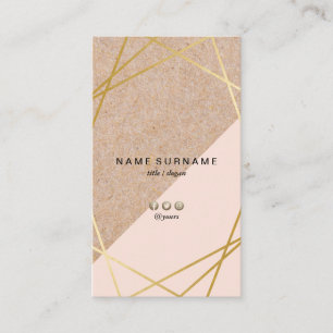 Carte De Visite Kraft d'or géométrique imprimé Pastel rose vert