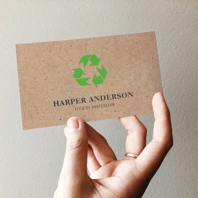 Carte De Visite Kraft Moderne Green Eco Recyclage Professionnel (Créateur téléchargé)