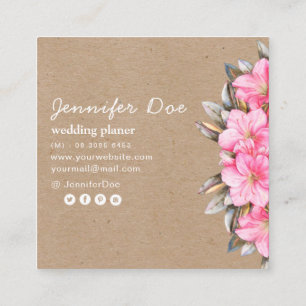 Carte de visite kraft pour fleurs d'aquarelle