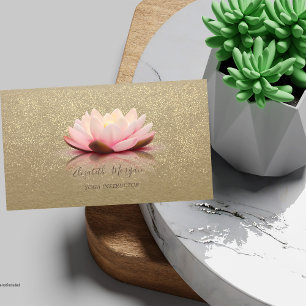 Carte De Visite Kraft rustique, Lotus, Lotus confettis dorés