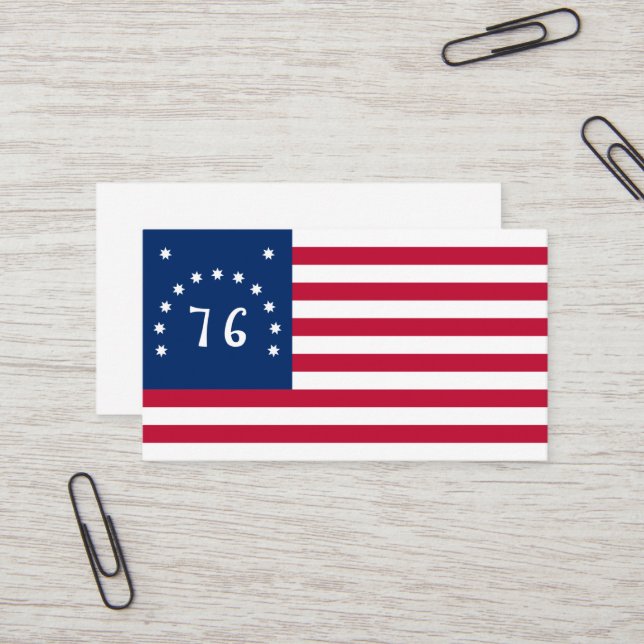 Carte De Visite La bannière de Bennington : le 76 drapeau de batai (Devant/Arrière en situation)