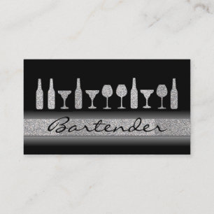 Carte De Visite La barmaid argentée de parties scintillantes boit