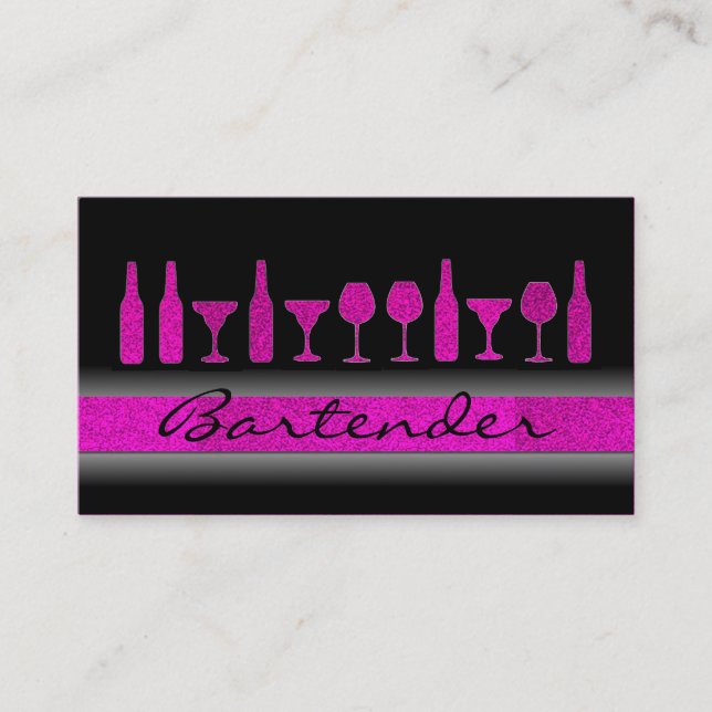 Carte De Visite La barmaid rose de parties scintillantes boit le (Devant)