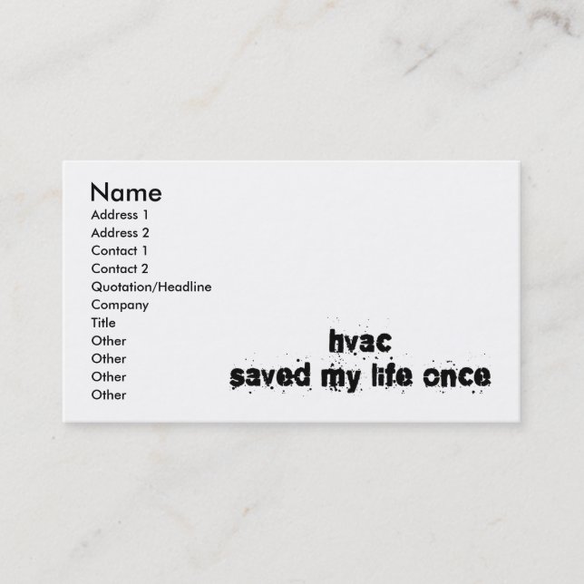 Carte De Visite La CAHT a sauvé ma vie par le passé (Devant)
